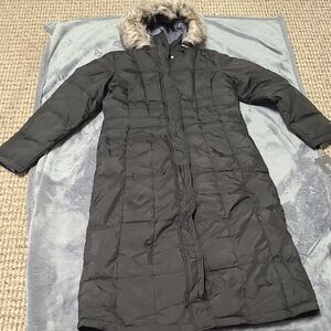 Free Country Women's Black Puffer Coat with Faux Fur Hood
